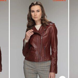 Danier Klaudia XXS: Brick Retro Style Leather Biker Inspired Jacket